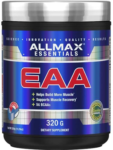 ALLMAX Essentials EAA, Unflavored - 320g Powder - Helps Build More Muscle & Support Recovery - 5g BCAAs - Vegan & Gluten Free - 30 Servings
