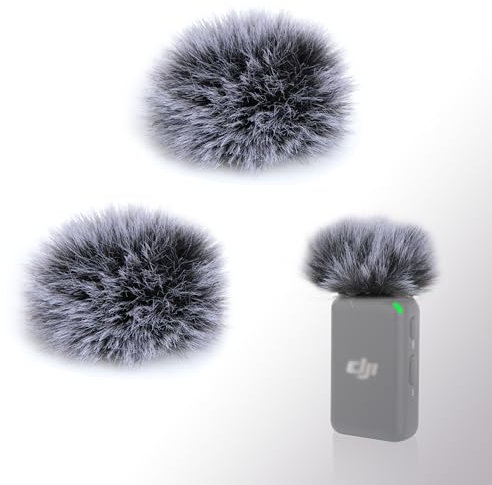 YOUSHARES Parabrezza per microfono DJI – Confezione da 2 protezioni antivento per microfono DJI, copertura pelosa compatibile con microfono lavalier wireless DJI per interviste