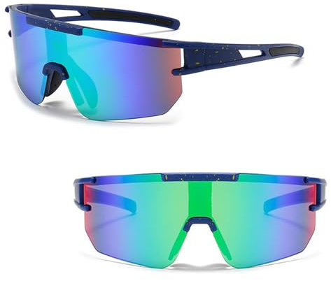 Ruikdly Schnelle Brille Rave Polarisierte Sportbrille Fahrradbrille Herren Sportsonnenbrillen für Herren Sonnenbrille Fahrrad für Outdoorsport Radfahren Fahren Laufen Golf (Blau Grün)