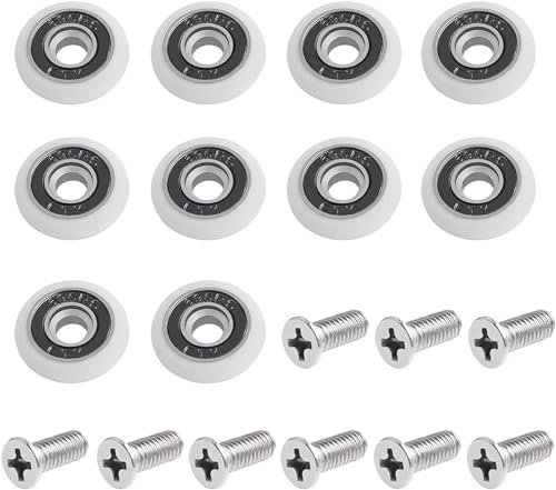 Clarmonde Set di 10 rotelle per porta della doccia da 25 mm, ricambio per porta scorrevole in vetro, 25 mm, 10 pezzi