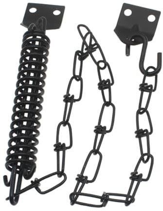 OZXNO 1 lot de chaînes de protection de porte anti-tempête et ferme-porte à ressort très résistant (noir)