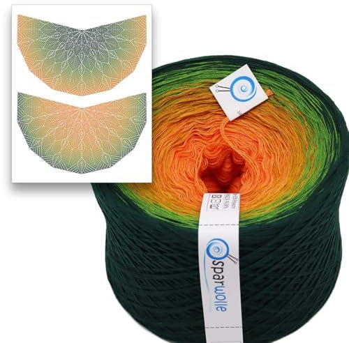 Bobbel Farbverlaufsgarn Sempervivum Schal Häkelset 4-fädig 1,000m inklusive Anleitung (SE002)