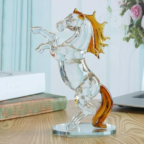 QIJIAYU Kristall Pferd Puppe Glas Pferd Tier Briefbeschwerer Tisch Schnitzerei Dekorationen Kindergeburtstagsgeschenk Heimdekoration