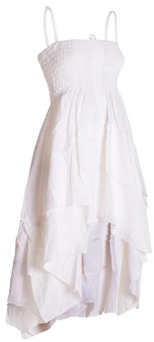 Vishes Damen 2in1 Sommerkleid-Rock | Weiß | Flexibel als Spaghettiträger-Kleid oder Rock tragbar | 100% Baumwolle I Ideal für Frühjahr & Sommer I Nachhaltige Alternative Bekleidung