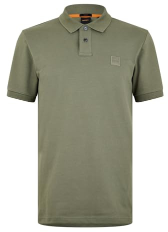 BOSS Mens Logo Patch Cotton Bblend Piqué Polo Top Sage 3XL