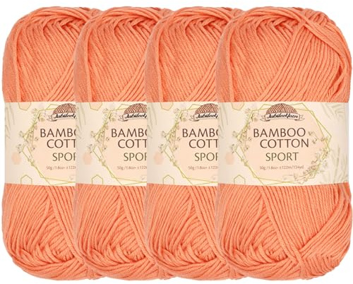 JubileeYarn Bamboo Cotton Sport Yarn - 50g/Skein - COHO Salmon - 4 Skeins