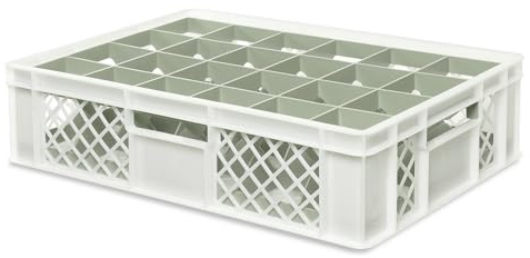 BRB Gläserkiste 600x400 mm für 15, 24, 33 oder 40 Gläser, farbig (Weiß, für 24 Gläser Ø 87 mm, Glashöhe max 122 mm)