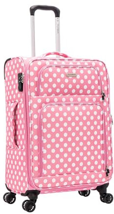 24 Moyen Super léger 4 Roues Valise Valise Extensible avec Roues 3Kg 69L capacité Check in Rose