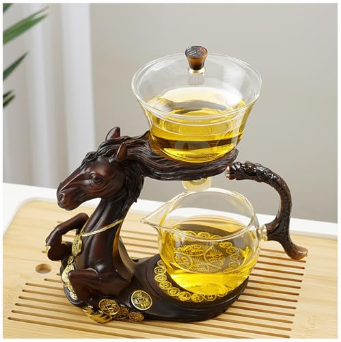 Théière semi-automatique en verre magnétique Lazy Kung Fu, ensemble de théière magique en verre résistant à la chaleur, adapté pour la maison/le bureau, parfait pour les cadeaux de vacances