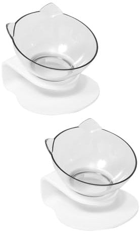 Toddmomy 2 Pcs Tilting Clear Single Bowl Cat Bowl Raised Pet Food Dish Tilted Dog Food Bowl Pet Water Dispensers Cat Food Dish Neck Pet Bowl Splashless Puppy Bowl Dog Cat Plastic White