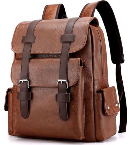 Farcauo Zaino da viaggio per laptop da uomo Zaino da lavoro marrone chiaro