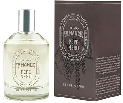 L'AMANDE - Profumo Uomo Fresco e Speziato con Note di Pepe Nero, Profumo Uomo Delicato ai Profumi di Muschio Bianco, Patchouli e Rosmarino - Eau de Parfum dai Sentori Speziati e Verdi, 100 ml