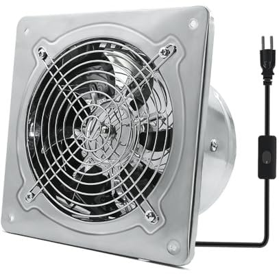 FanGoFast 200mm Abluftventilator 980m³/h Badlüfter Leiser mit Rücklaufklappe Leistungsstarke Wandventilator mit EU-Stecker für Küche Badezimmer Garage Untergeschoss Silber