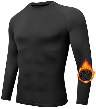 Djtnzdm Langarmshirt Herren Winter Thermounterwäsche Langarm Funktionsshirt Laufshirt Herren Fahrrad Unterhemd Atmungsaktiv Pullover Sport Langarm Kompressionsshirt Männer Tshirts Schwarz 3XL