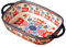 Pequeña fuente para hornear, plato para hornear, plato de horno de cerámica resistente al calor de 1900 ml con manijas dobles, plato de lasaña de rectángulo con estampado de flores, platos de cazuela