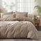 Luofanfei Baumwolle Leinen Bettwäsche 135x200 4teilig Braun Taupe Uni Muster Renforce Baumwolle Leinen Bettwäsche Set Atmungsaktiv Bettbezug Einzelbett und Kissenbezüge 80x80 cm Weich und Bügelfrei
