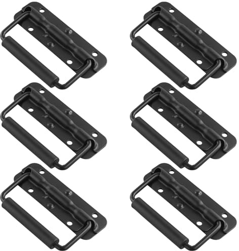 YIXNSW 6 Stück Klappgriff, 120 x 41mm Schwarz Metall Klapp Tragegriff, Hardware Box Gefedert Kistengriff für Werkzeugkiste, Aufbewahrungsbox, Holzkiste, Schrank, Schubladenschrank