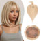 Rich Choices Echthaar Topper mit Pony Damen Haarteil Toupet Pony Blond Haarteil Echthaar Clip in Echthaar Topper Kurzes Haar Nahtlose Echte Haare Extensions Remy Hair Topper (30cm Balayage Blond)