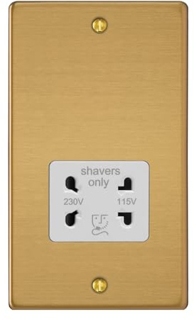 Varilight Dual Voltage Shaver Socket 230V/115V Brushed Brass
