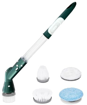 Electric Cleaning Brush - Cordless Bathroom Electric Scrubber | Auto-Rotate Electric Bathroom Scrubber | 200 RPM Long Handle Telescopic Floor Scrubber | Basin & Bathtub Cleaner for Home Use