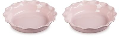 Le Creuset Stoneware Set of 2 Heritage Fluted Pie Dish, 9, Chiffon Pink