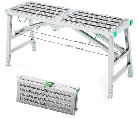 GHHDPDMJ Tragbarer Gerüstturm mit Verstellbarer, klappbarer Arbeitsplattform und Nylongriff. Robustes verzinktes Gerüst zum Reinigen und Streichen von Decken (63 x 11 3/4 Zoll).