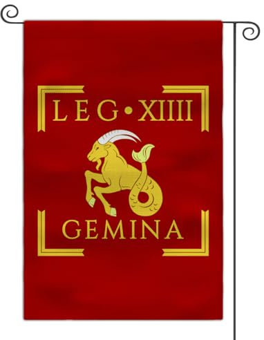 Bandera de jardín de la Legión Romana de 12 x 18 pulgadas, emblema militar SPQR de doble cara para decoración al aire libre (LEGIO XIIII GEMINA)