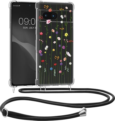 kwmobile Coque Collier Compatible avec Google Pixel 6a Coque - Housse en Silicone avec Cordon de Collier - Multicolore-Transparent