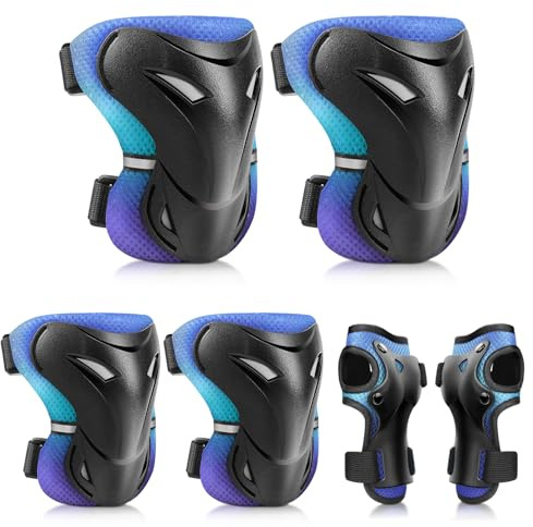 YooxArmor Knieschoner Kinder 6er Set,Schoner Inliner Kinder 3-13 Jahre | Schützer Inliner Kinder mit Knie-,Ellenbogen- und Handschoner,Protektoren Kinder für Inline Skates Skateboard Rollschuhe