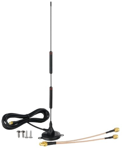 Bingfu 4G LTE Antenne 10 dBi SMA Stecker Magnetfuß,3 m Kabel | Mit Dual SMA Splitterkabel, für LTE Router, Hotspots, Mobilfunk-Gateways und IoT Geräte