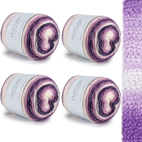 Filato sfumato multicolore 400 g – 4 x 100 g Filato per uncinetto e tricot in cotone misto morbido (60% cotone) – Lana sfumata per maglioni, sciarpe, berretti, coperte e lavori manuali