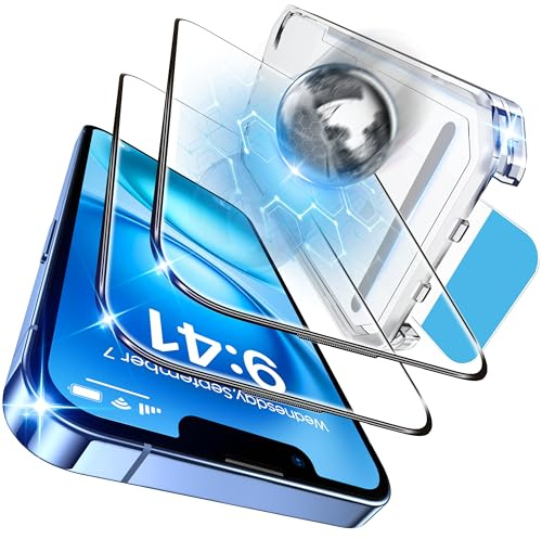 Tentoki for iPhone 13/13 Pro/14/16e/17e Screen Protector, Ultra-Transparent | Auto dust elimination with ultra fit tray, easy installation, 9H hardness film, bubble-free, compatible with case, 6.1 inches