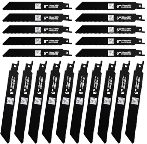 Bubuny 20 Pièces Lames de Scie Sauteuse, 150mm 18TPI Accessoires pour Scie Sauteuse pour Bois, Jeu de Lames de scie sauteuse pour Couper du Plastique, du Bois et du Métal fin