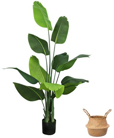 SEHAUSEU Plante Artificielle Oiseau de Paradis 170 cm, Palmier Tropical Artificiel avec 11 Feuilles, Plantes artificielles en Pot pour l'intérieur et l'extérieur, Maison, Salon, Bureau, Jardin