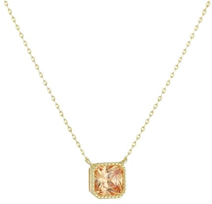 Calefee Damen Halskette Gold Echt 750/585/375, Halskette Anhänger Quadrat mit Citrin, Echtschmuck Kette Verstellbar 40+5 cm
