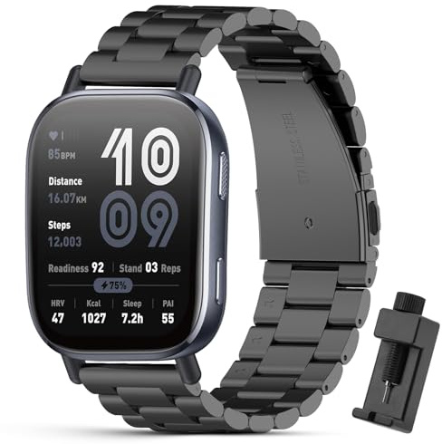 CreoArte Metall Armband Kompatibel mit Amazfit Bip 6/Bip 5/Amazfit Balance/Balance 2, Ersatzarmband aus Edelstahl für Amazfit Cheetah/Amazfit Cheetah Pro