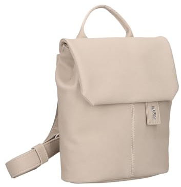 Zwei Kleiner Damenrucksack Mademoiselle.M MR45 Mini-Rucksack 2 Liter klassisch-eleganter Daypack mit Magnet-Verschlussklappe, Reißverschlussfach am Rücken & Schlüsselring (nubuk-linen)