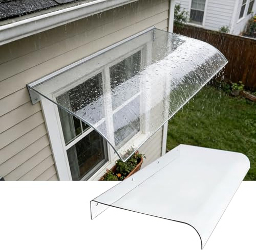 Tettoia per porta di casa,Tenda da Veranda in Policarbonato Trasparente,Tettoie per Esterno in pet,per Garage Finestra Patio Pensiline Esterne Trasparenti transparent,Porta d'Ingresso