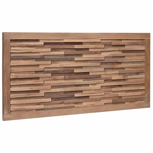 vidaXL Kopfteil Natur Massivholz Teak, Rustikaler Wandkopfteil im Landhausstil, Teakholz, rechteckig, stylisches Schlafzimmermöbel, platzsparendes Deko-Element