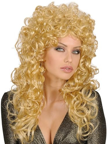 W WIDMANN MILANO Party Fashion - Lockenperücke Damen | Langes Kunsthaar mit voluminösen Locken, für Disco-, Glamour- und Retro-Kostüme, Karneval, Mottoparty