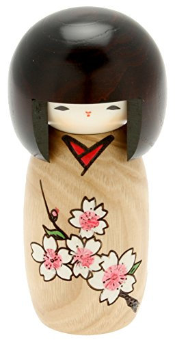Usaburo Japanische Kokeshi-Puppe, Kimiko's brauner Kimono
