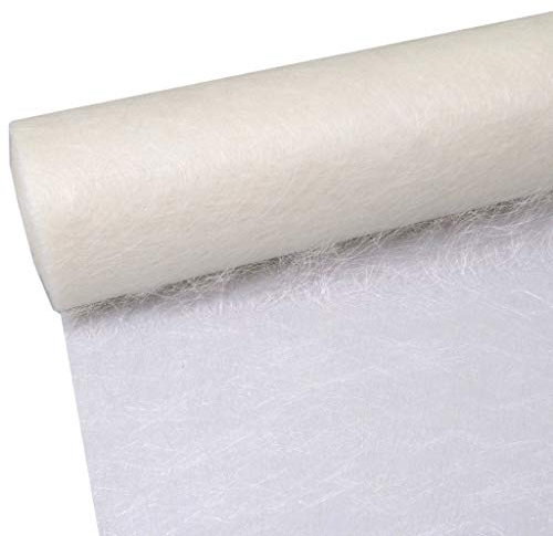 Sizoflor Tischband - 25 Meter Rolle + 100 Dekoherzen Gratis (30cm Breite, Sahneweiss)