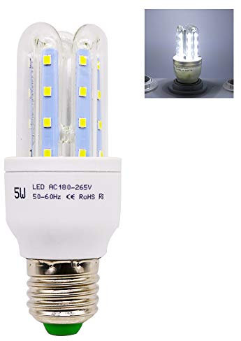 Chao Zan E27 LED- Glas Glühbirne, U-Form, 3U, 5 W LED (entspricht 50 W Halogen Leuchtmittel), nicht dimmbar, cool white 6000k,220V,360°Abstrahlwinkel, 1 er Pack