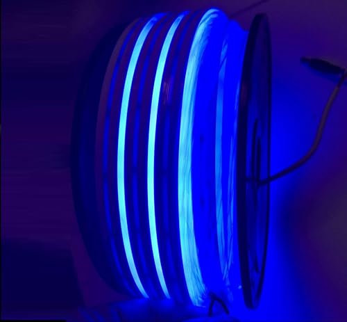 YXHL DC 12V Silikon LED Neonlicht wasserdichte Innen-und Außen-DIY-Schilderdekoration 15 Meter Blau.（Ohne Netzteil）