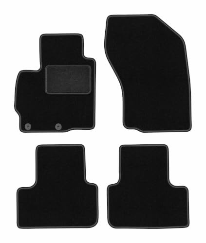 Velours-Fußmatten passend für Mitsubishi ASX 2010-2019, Schwarz, LUX | passend für Crossover; Velours-Teppich (Polypropylen), ca. 6,5 mm; rutschfest, runde Befestigungen (Typ AV)