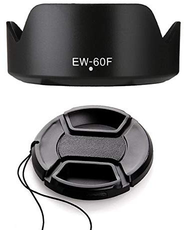 Pare-soleil pour objectif EW-60F et bouchon d'objectif 55 mm pour Canon EF-M 18-150 mm F3.5-6.3, compatible avec appareil photo M50 M50II, M6 M6II, M200 M100 M10 M5 M3 (lot de 1 + 1)