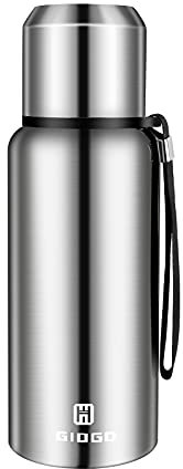 Vacuum Insulated Flask 500ml/16.9oz with Cup lid Stainless Steel Thermo Water Flasks Leakproof Keep Coffee hot&Cold Drink Bottle.(Silver,500ml)