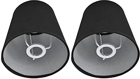 2Pcs Stoff Lampenschirm Innen Lampenschirm Europäischen Stil für E14 Schraubsockel Kerzenleuchter, Stehlampe, Tischlampe, Kronleuchter, Wandlampe 4,4x6,0x5,5 Zoll(PX15 Schwarz),Lampenschirm