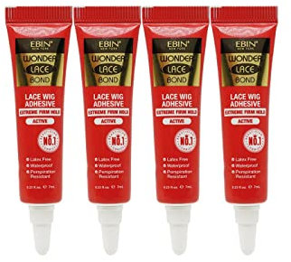 EBIN NEW YORK Wonder Lace Bond Lot de 4 tubes de colle Tenue extrême Ferme Actif 7 ml