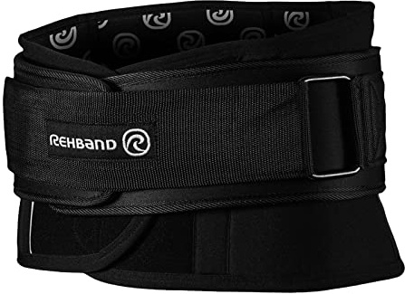 Rehband X-RX Supporto Lombare con Cintura da Sollevamento Pesi Rimovibile - Fascia in Neoprene da 7 mm, stabilizza la Colonna Lombare e la Parte Bassa della Schiena, Colore:Nero, Misura:L